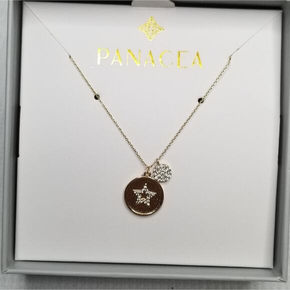Panacea CZ Star Disc Charm Pendant Necklace - Picture 1 of 6